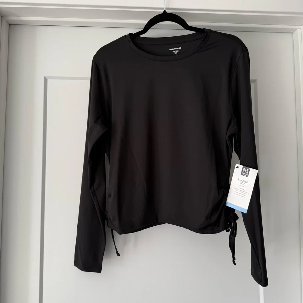NWT-Member’s Mark Women’s Black Long Sleeve Ruched Women's Top Sz L - Picture 4 of 10